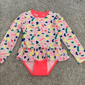 Long sleeve rash guard one piece swim suit